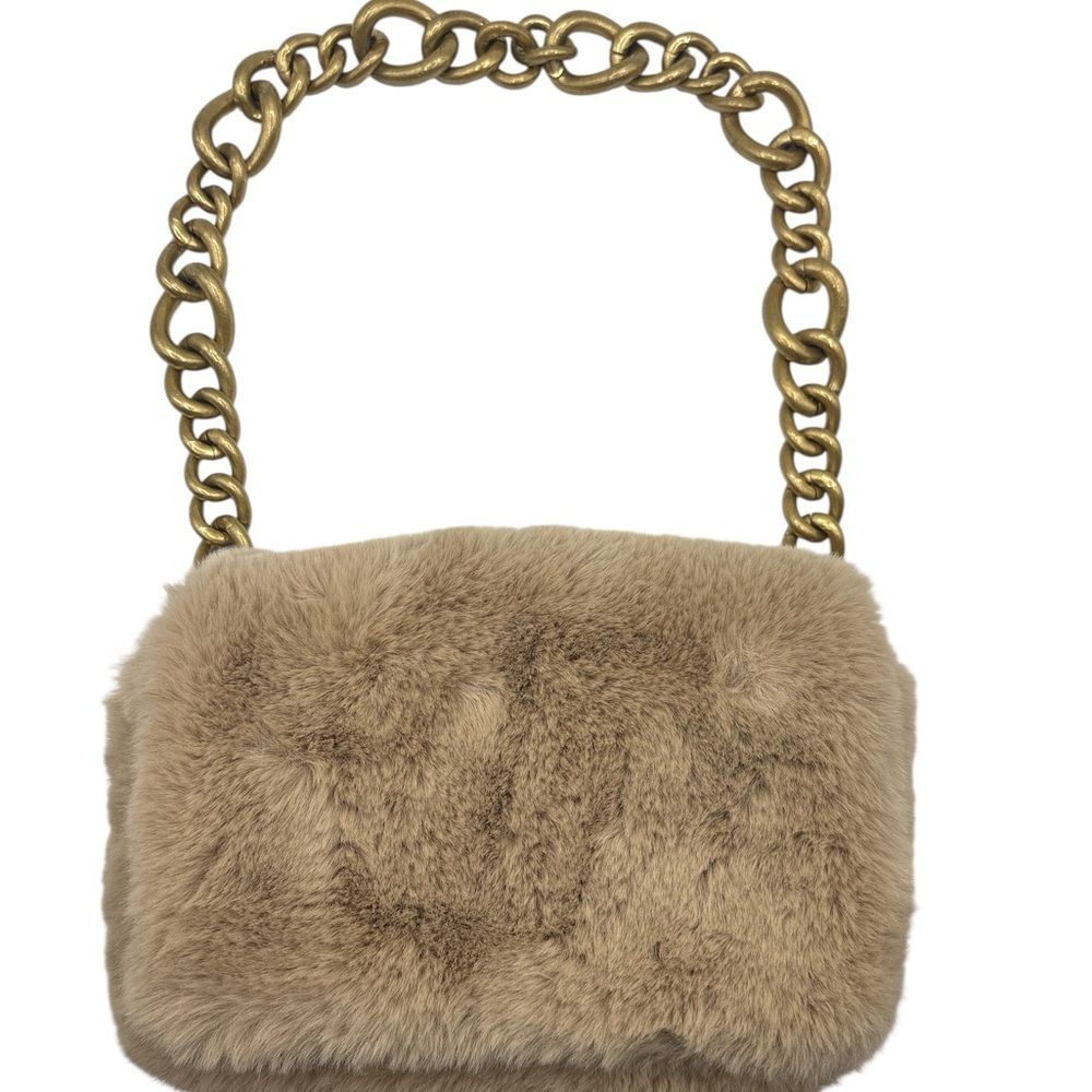 Zara Faux Fur Chain Strap Shoulder Bag Purse